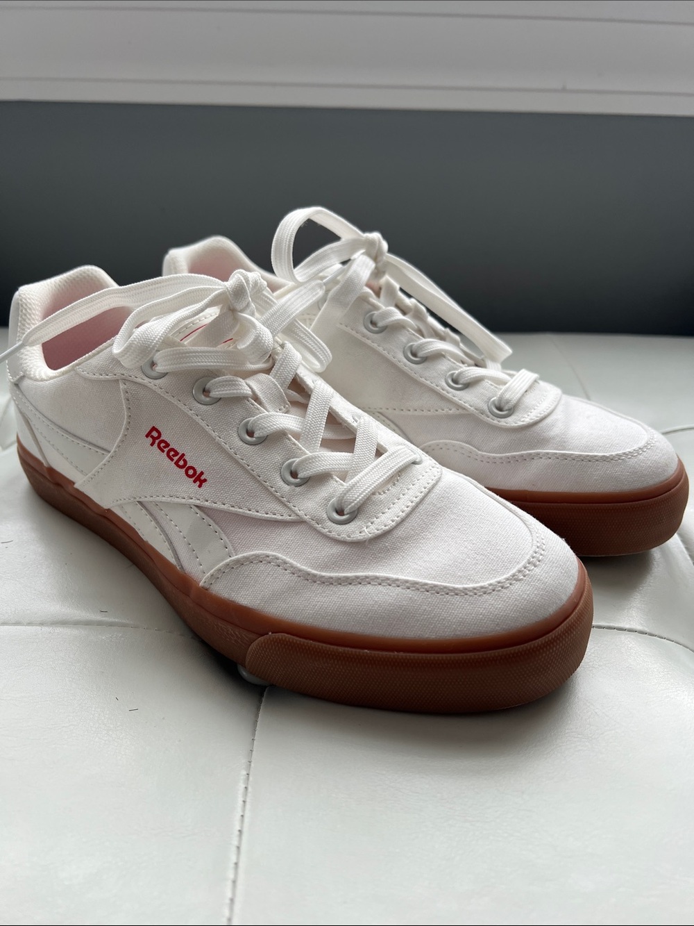 Reebok White Sneakers with Gum-Style Sole